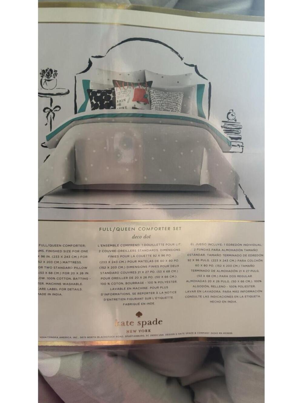 Kate Spade New York Full/Queen Comforter Set Deco Dot Gray New
